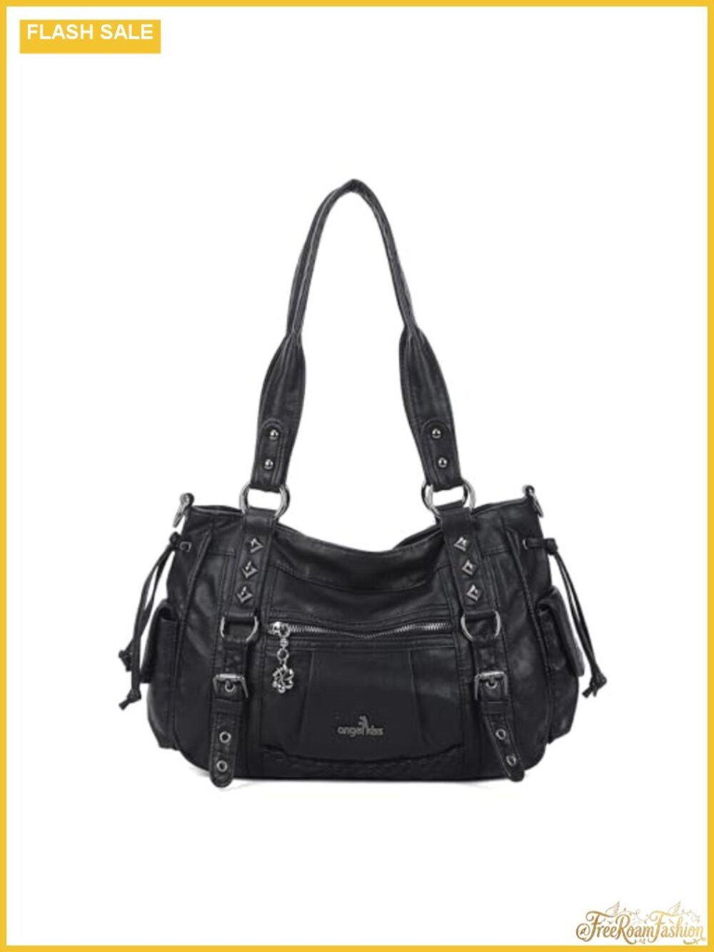 Multi-Pocket Vegan Leather Hobo Satchel Tote - Fits 13" Laptop